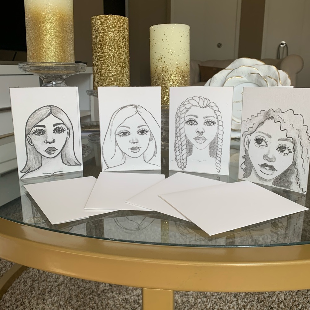 Custom Art Greeting Cards - Set of 4